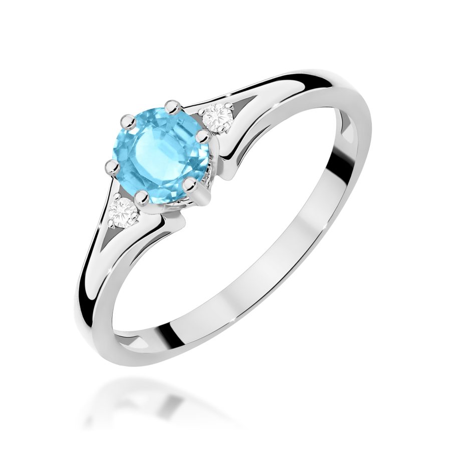 Pierścionek z topazem Swiss 0,50 ct i diamentami · W0076