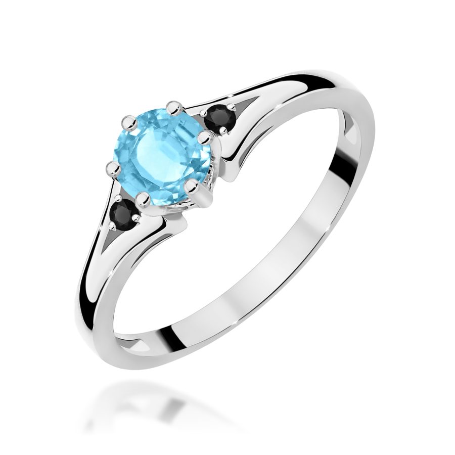 Ring in white gold with topaz Swiss and black diamonds