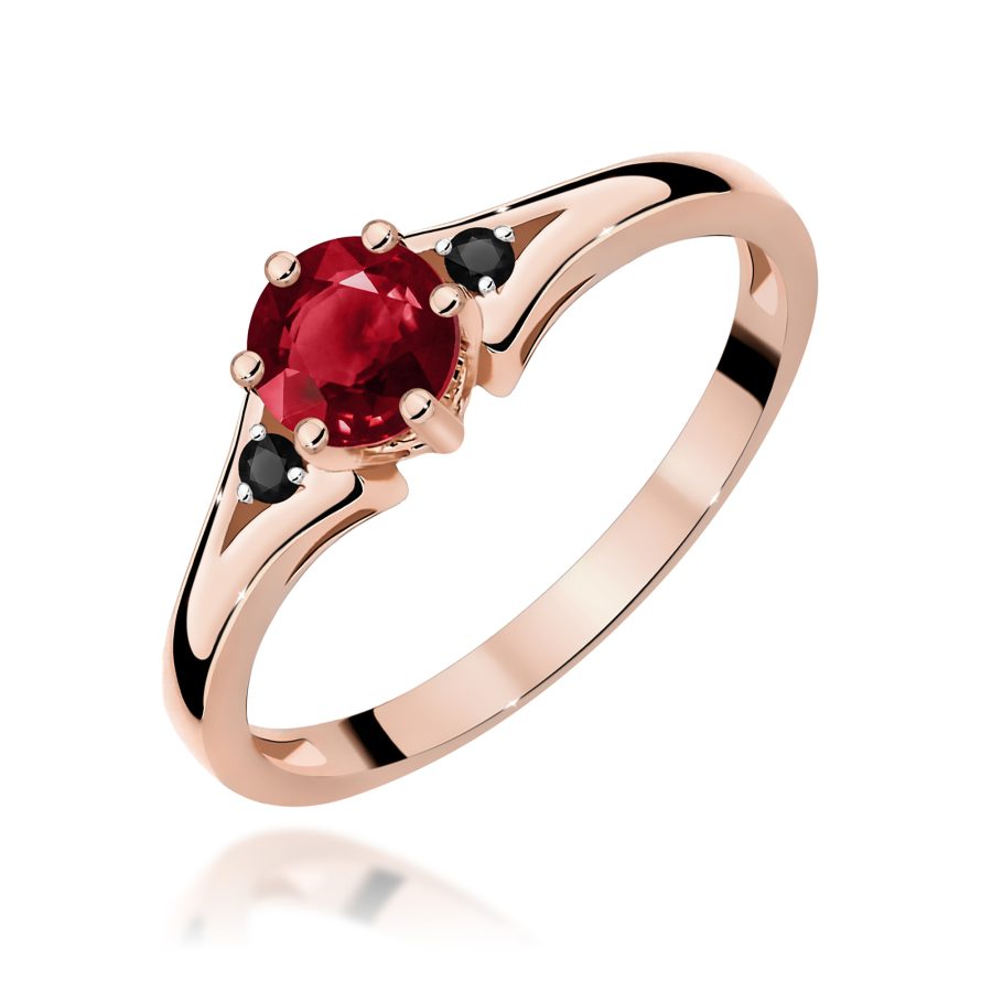 Ring in rose gold with garnet and black diamonds