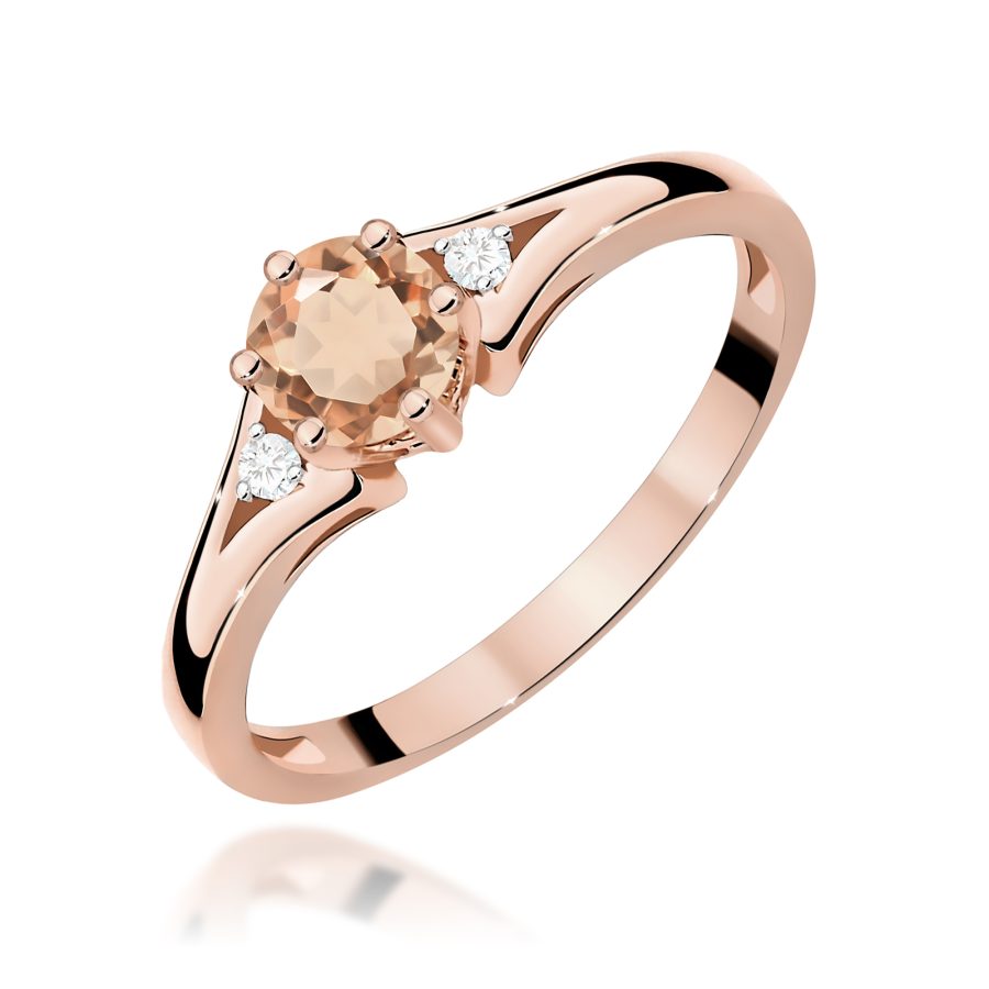 Pierścionek z morganitem 0,40 ct i diamentami · W0076