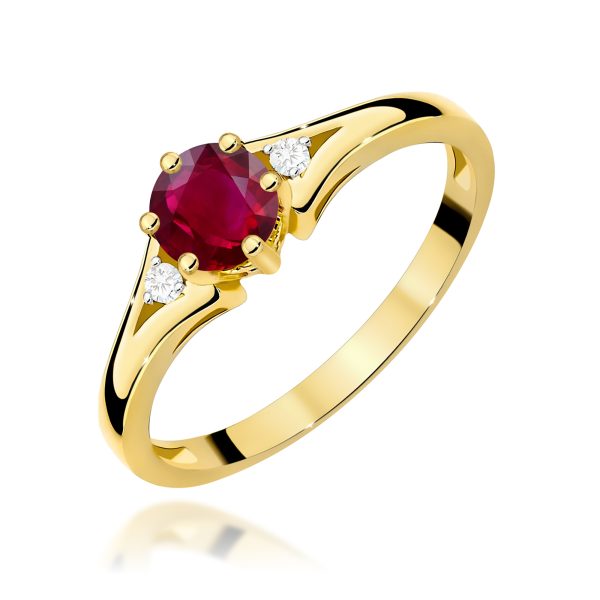 Pierścionek Rubin 0,60ct żółte złoto