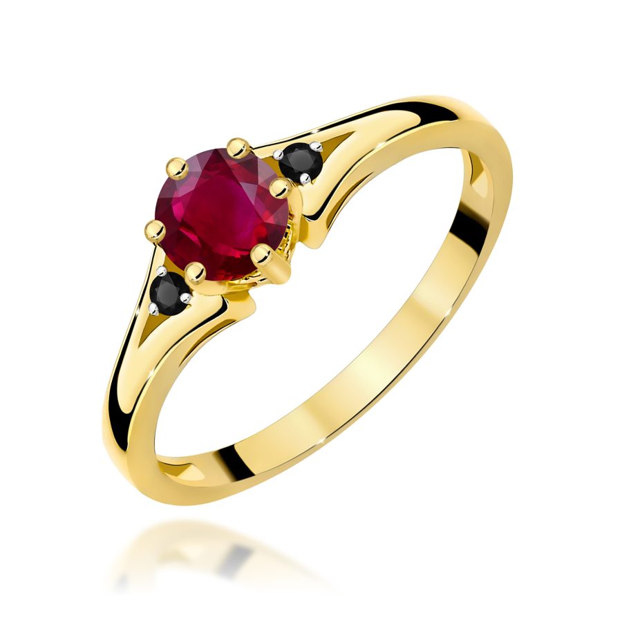 Gold ring with ruby and black diamonds