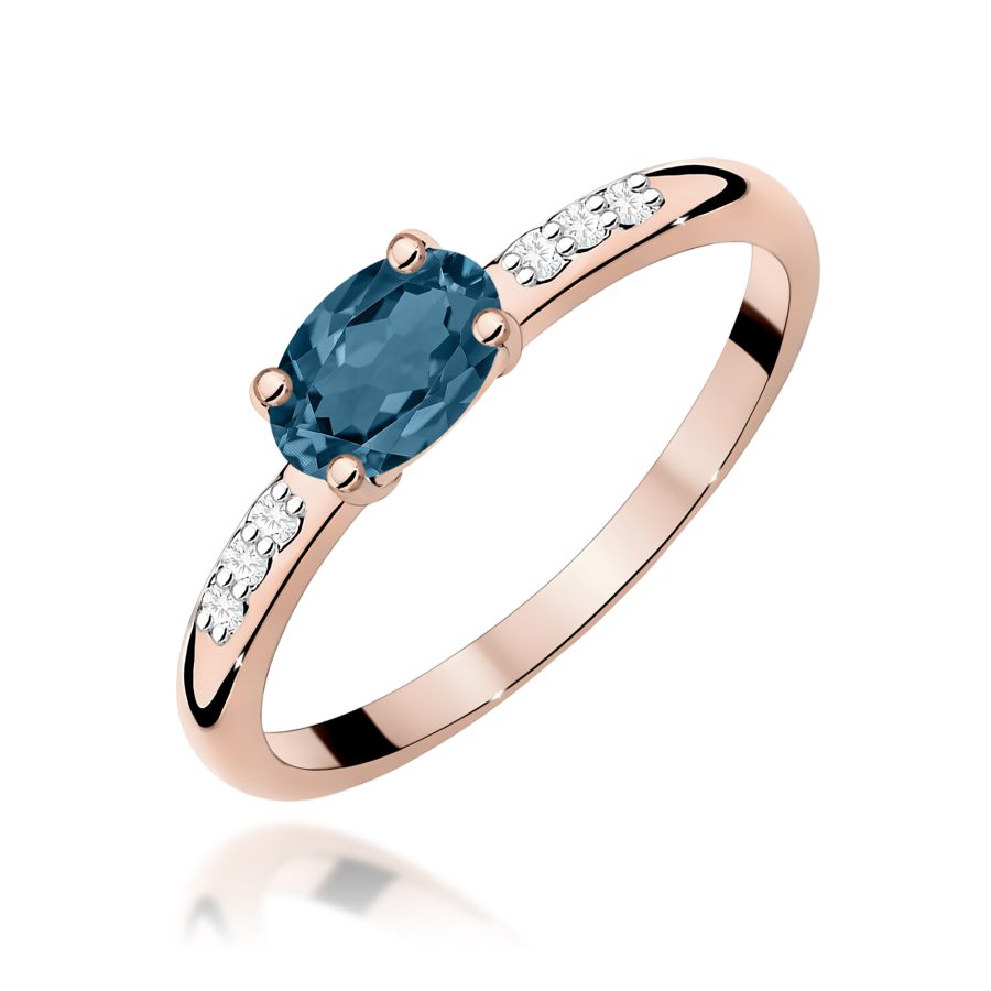 Pierścionek z topazem London Blue i diamentami · W077