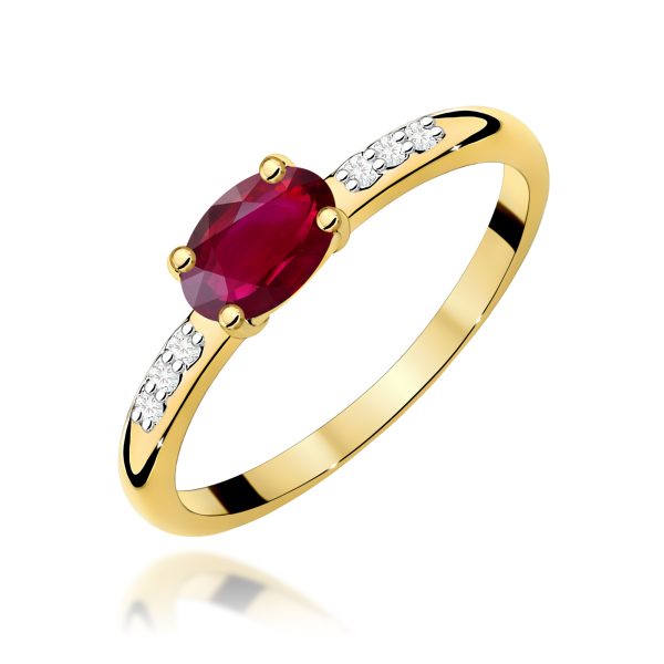 Pierścionek z rubinem 0,60 ct W0077 – żółte złoto próby 585