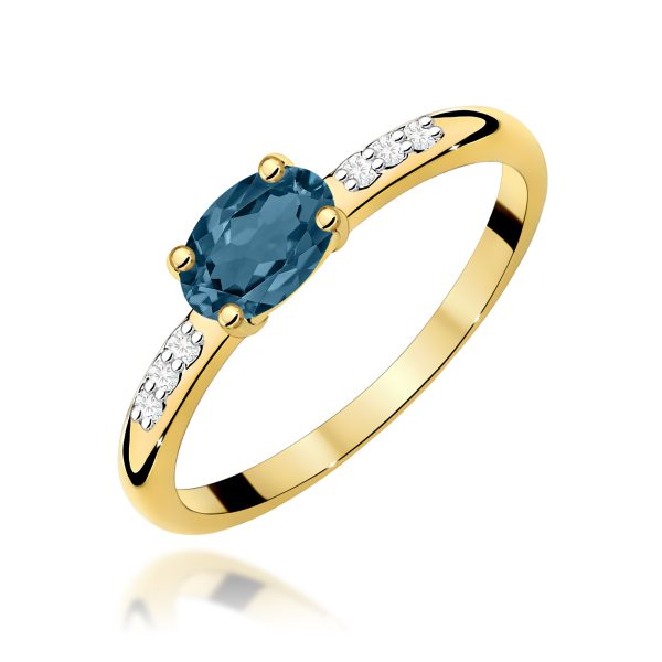 Pierścionek z kamieniem topaz london blue 0,50 ct W0077 – żółte złoto próby 585