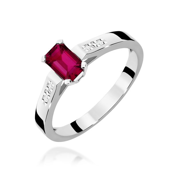 Pierścionek z rubinem 0,80 ct W0078 – białe złoto próby 585