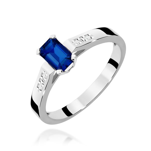 Pierścionek z szafirem 0,60 ct W0078 – białe złoto próby 585