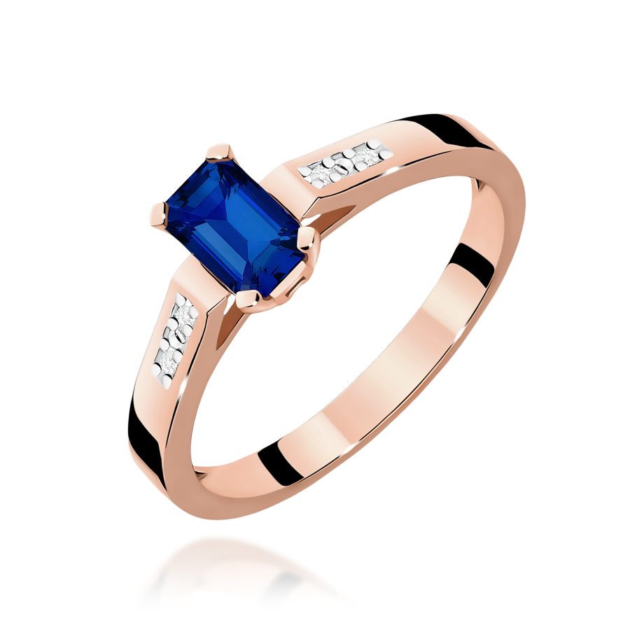 Pierścionek z szafirem 0,60 ct i diamentem · W078