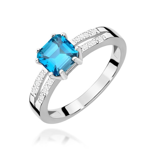 Pierścionek z kamieniem topaz swiss 1,10 ct W0079 – białe złoto próby 585