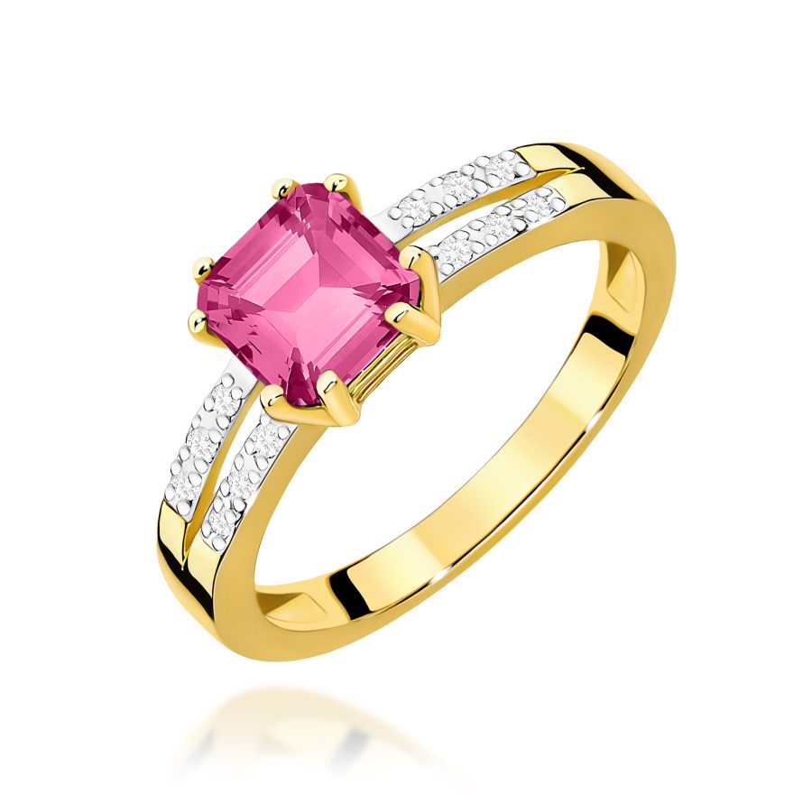 Pierścionek z kamieniem topaz różowy 1,10 ct W0079 – żółte złoto próby 585 · W079