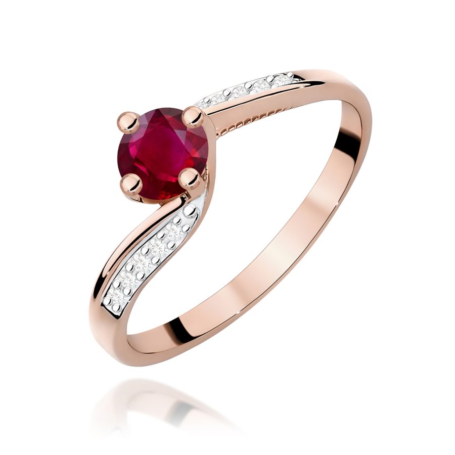 Pierścionek z rubinem 0,60 ct i diamentem · W084