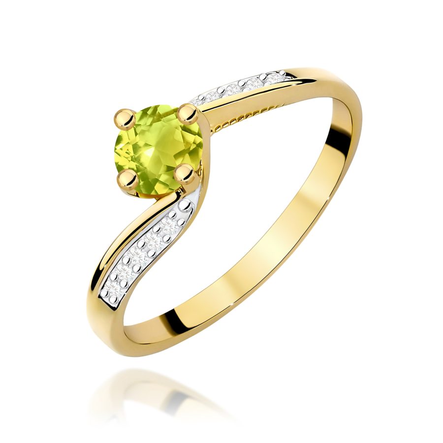 Pierścionek z kamieniem oliwin 0,60 ct W0084 – żółte złoto próby 585 · W084