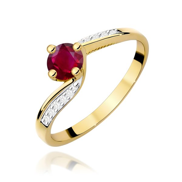 Pierścionek z rubinem 0,60 ct W0084 – żółte złoto próby 585