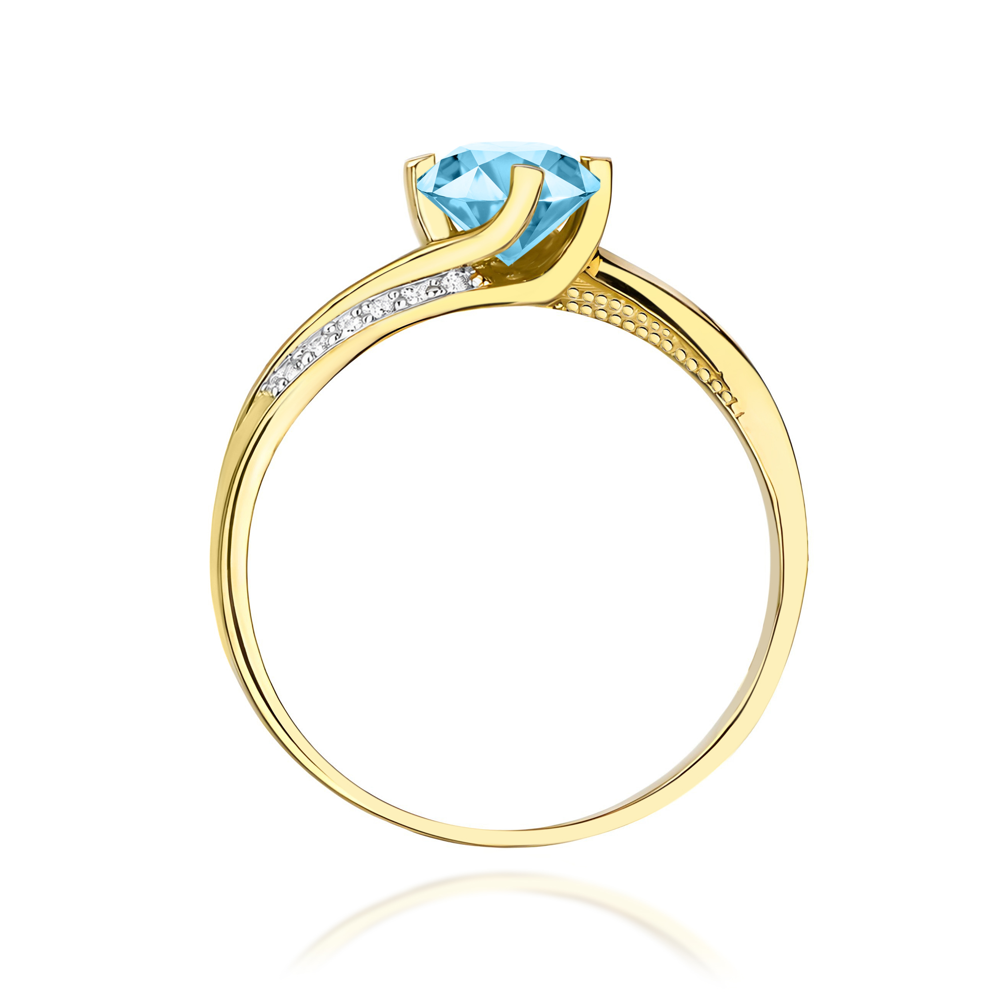 Gold ring with light blue topaz 0,50 ct and diamonds – product image 4