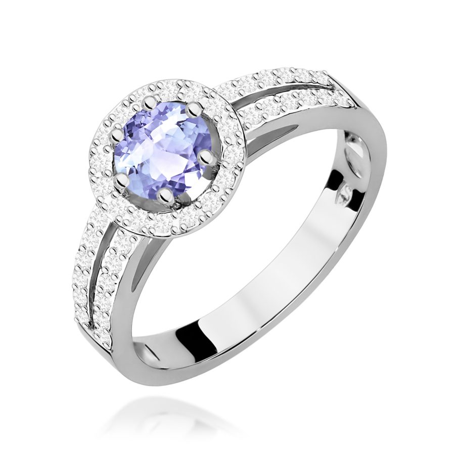 Pierścionek z tanzanitem 0,50 ct i diamentami · W087