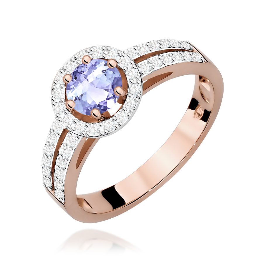 Pierścionek z tanzanitem 0,50 ct i diamentami · W087