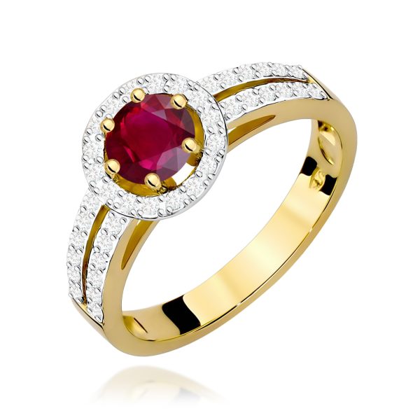 Pierścionek z rubinem 0,60 ct W0087 – żółte złoto próby 585