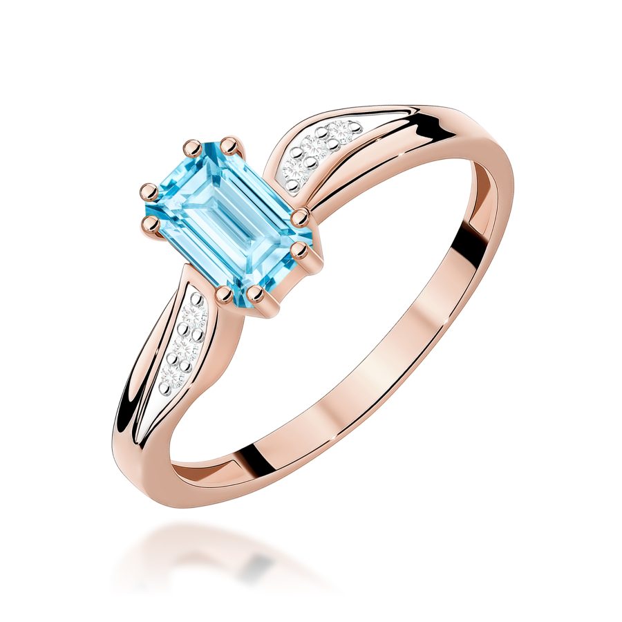 Pierścionek z topazem oktagonalnym 0,65 ct i diamentami · W094