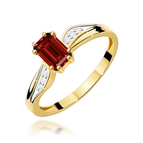 Pierścionek z kamieniem granat 0,70 ct W0094 – żółte złoto próby 585