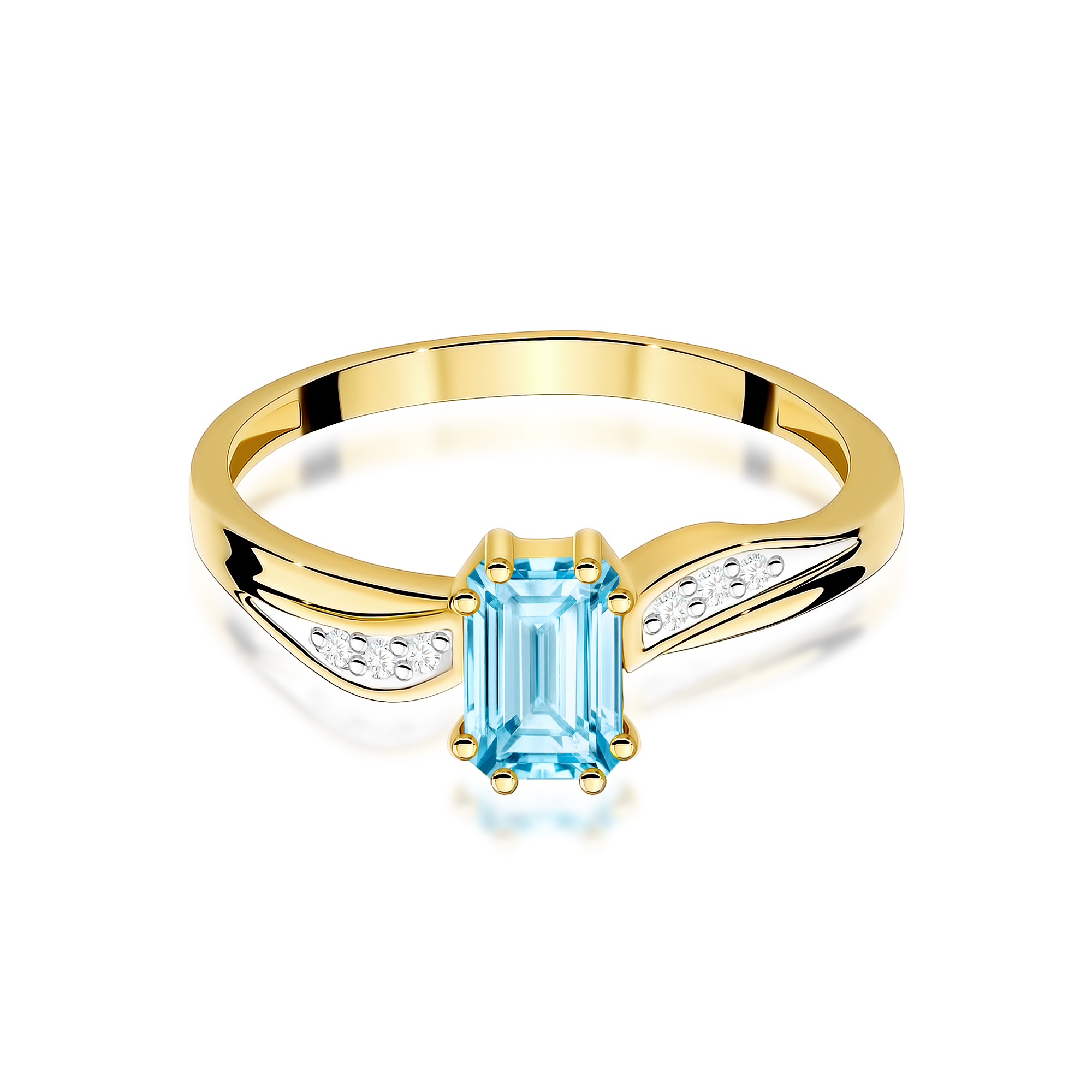 Ring in yellow gold with topaz and diamonds – product image 3
