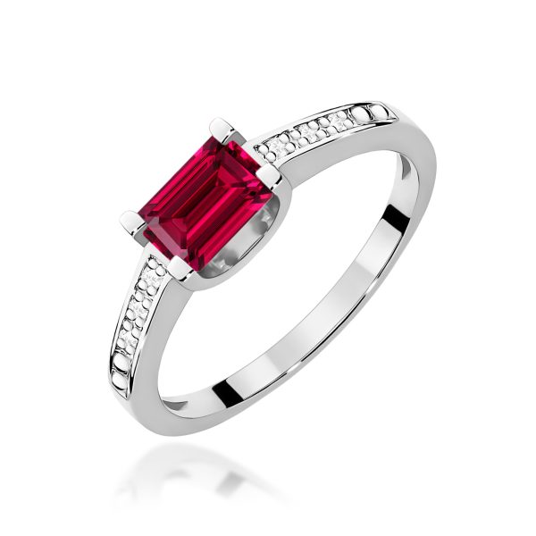 Pierścionek z rubinem 0,80 ct W0105 – białe złoto próby 585