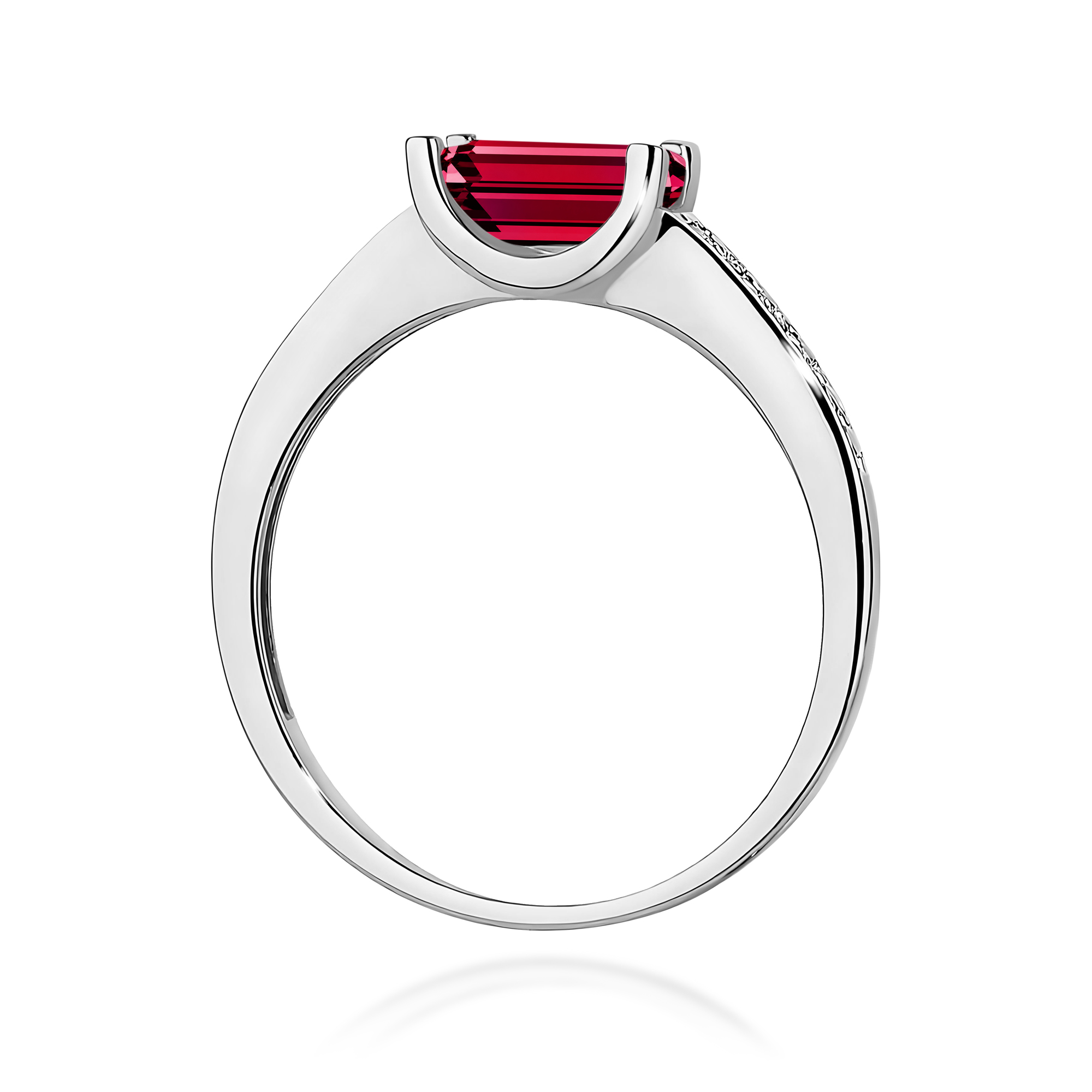 Ring with ruby and diamonds in white gold – product image 4