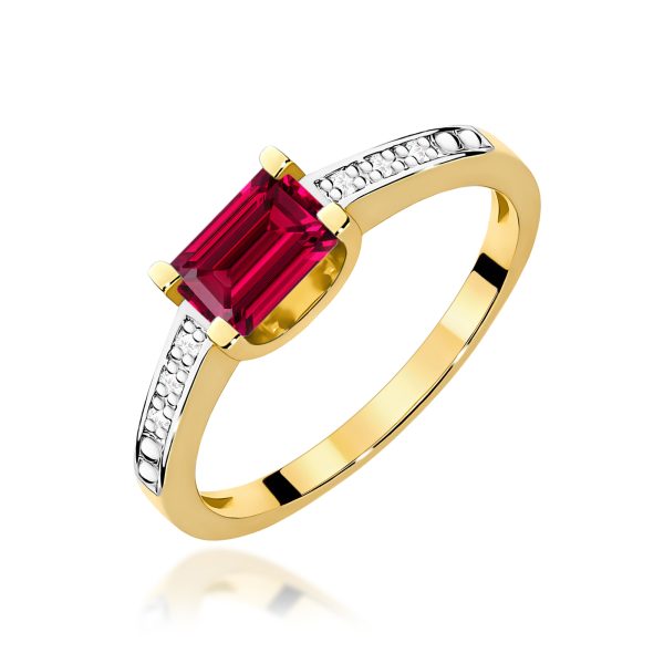 Pierścionek z rubinem 0,80 ct W0105 – żółte złoto próby 585