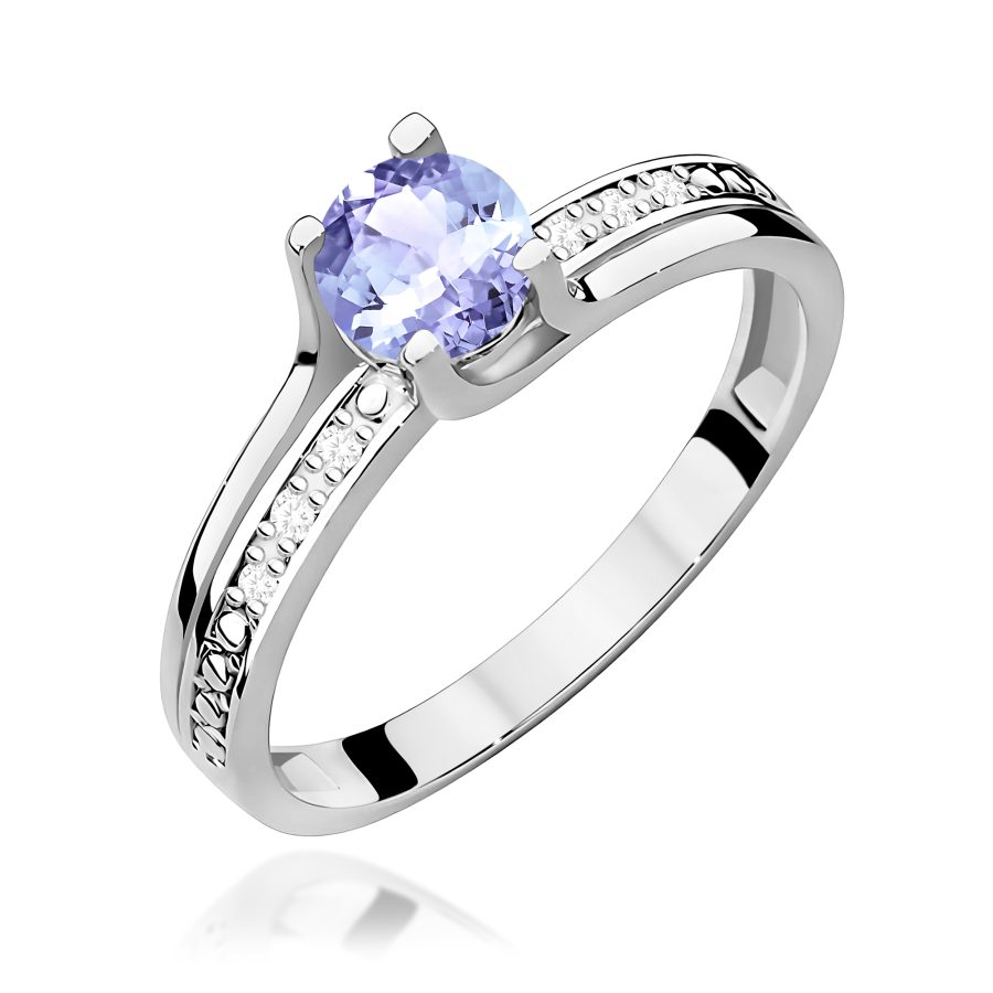 Pierścionek z tanzanitem 0,50 ct i diamentami · W106