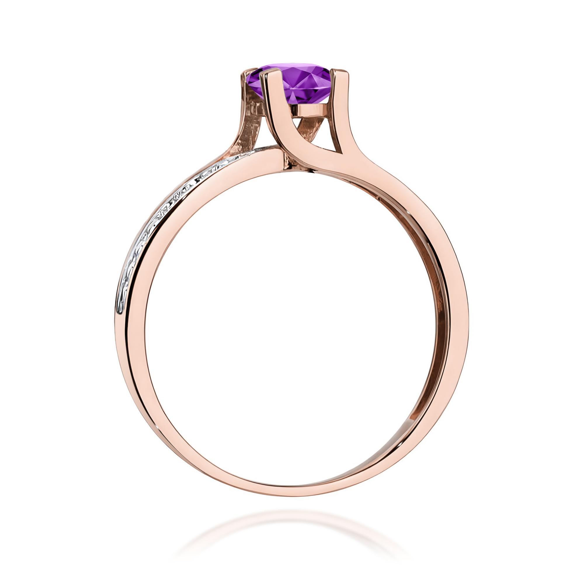 Ring with amethyst 0,50 ct and diamond – rose 585 gold – product image 4
