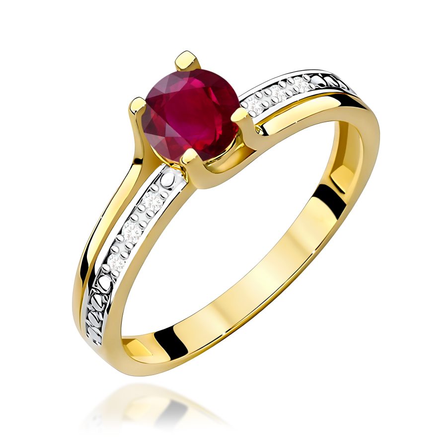 Pierścionek z rubinem i diamentami 0,60 ct · W106