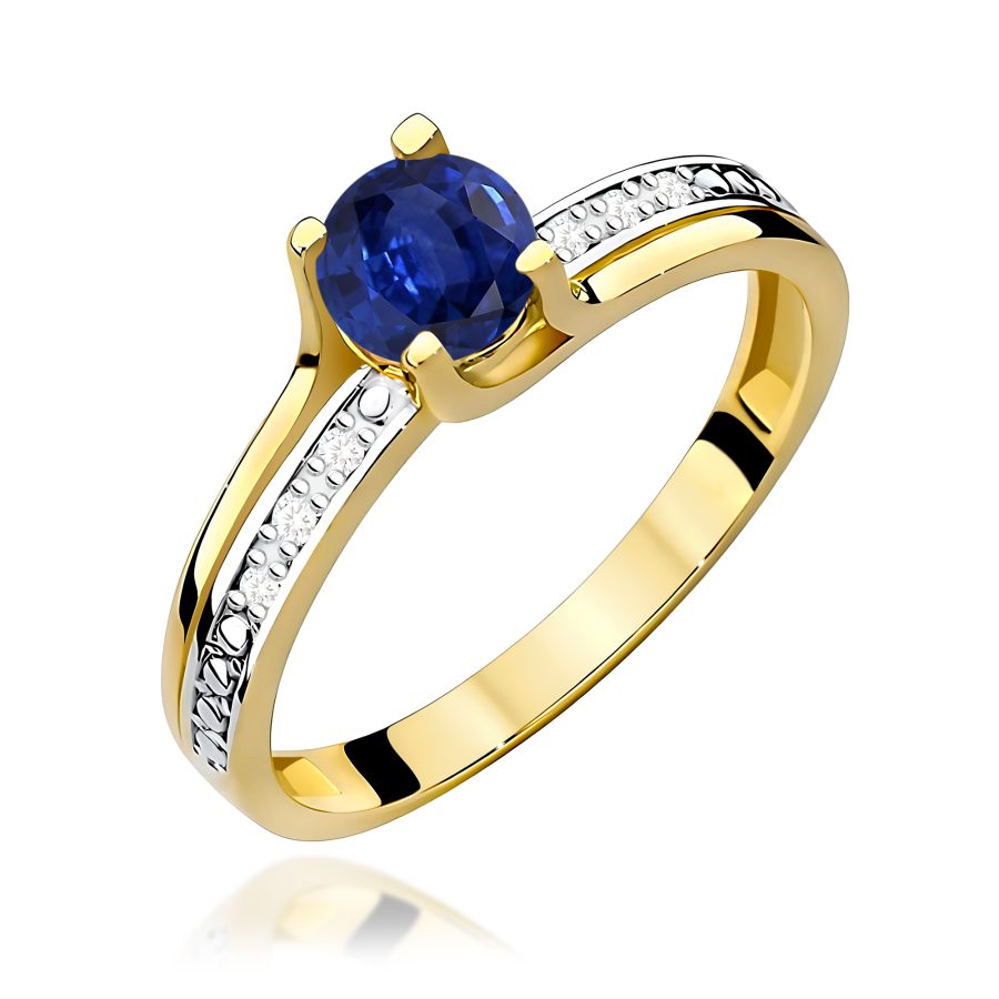 Pierścionek z szafirem 0,50 ct i diamentami · W106