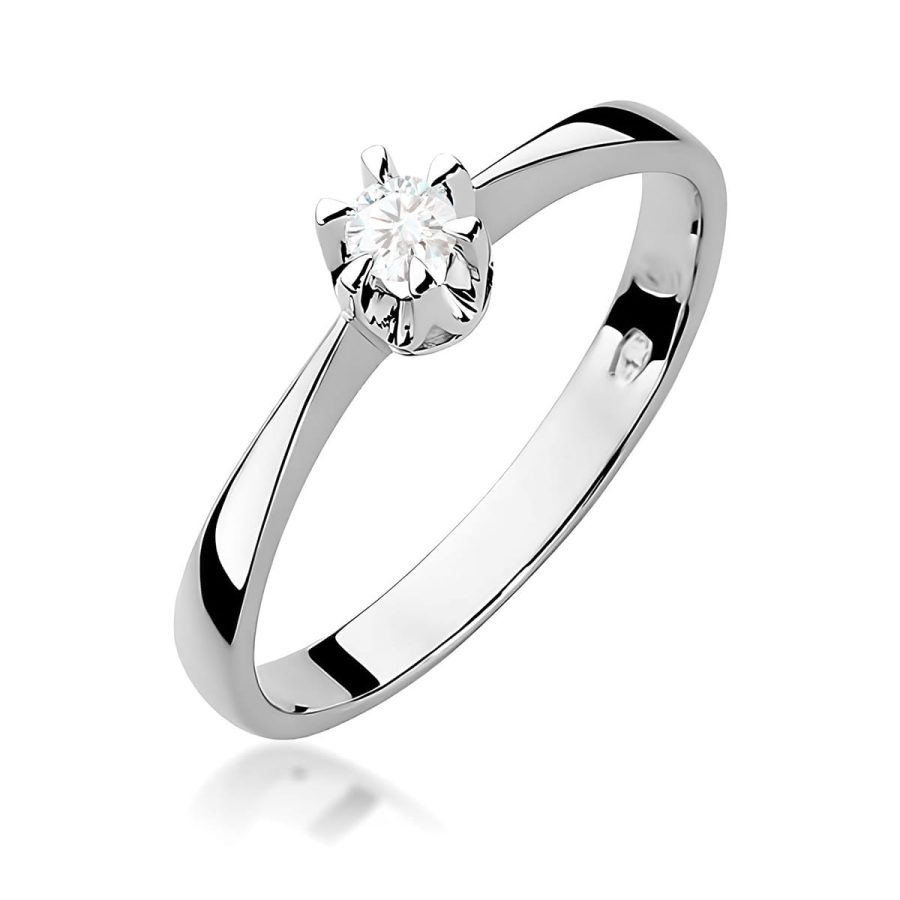 Pierścionek z brylantem 0.1 ct w białym złocie · W111