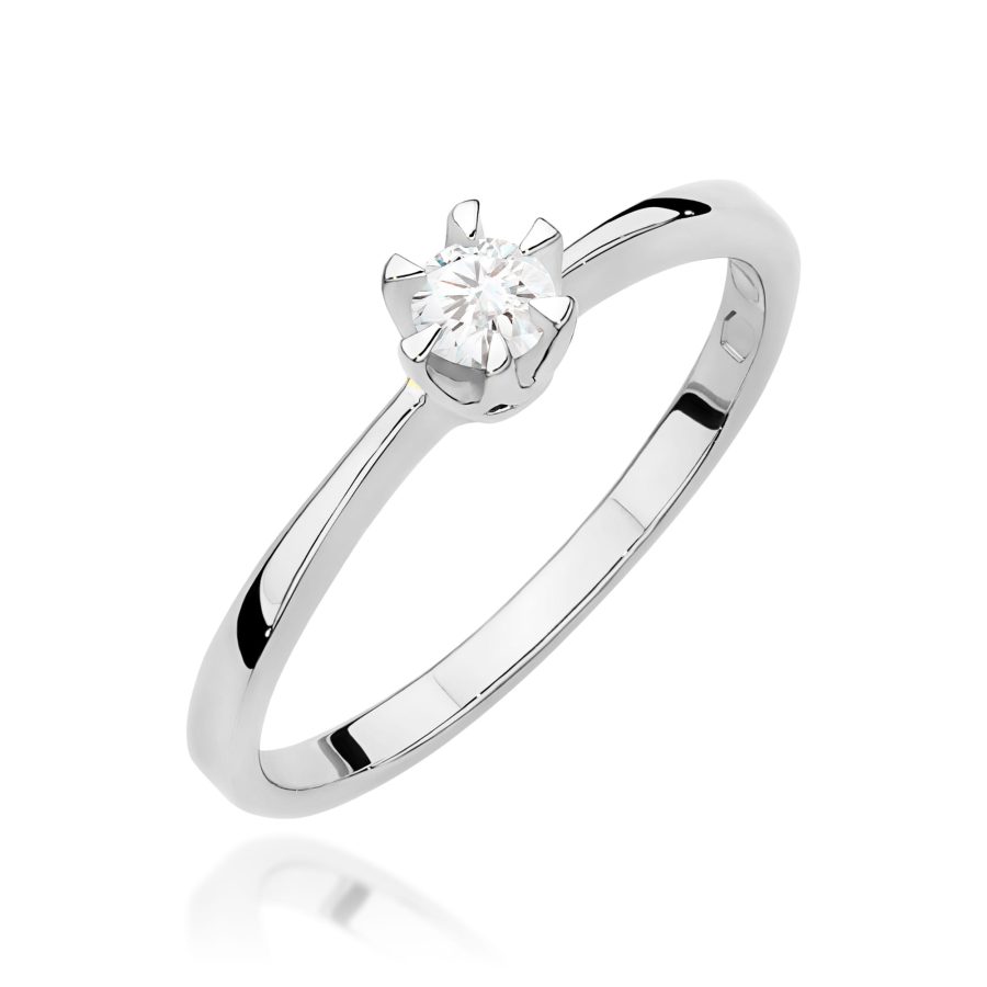 Pierścionek z diamentem 0,15 ct w białym złocie 585 · W111