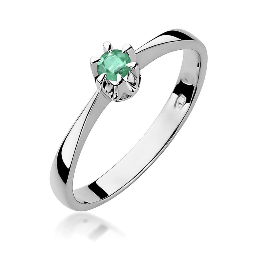 Ring in white gold with emerald 0,15 ct