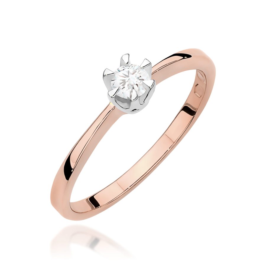 Ring with a diamond in 585 rose gold
