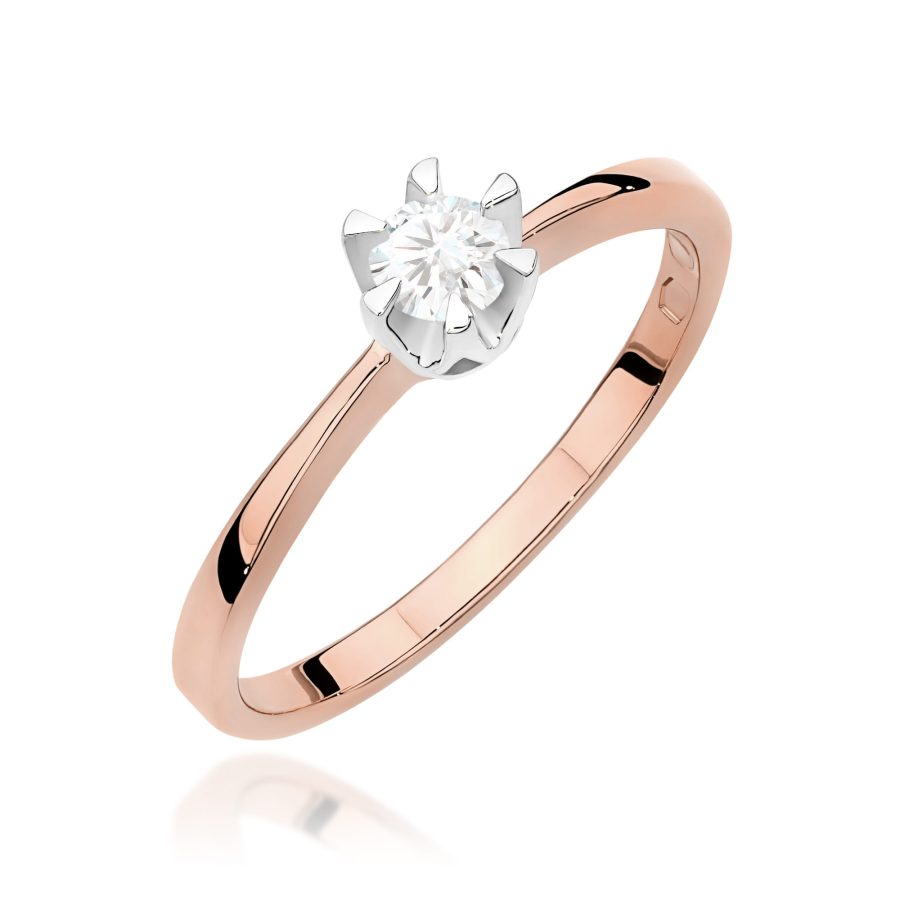 Ring with a diamond 0,20 ct in rose gold 585