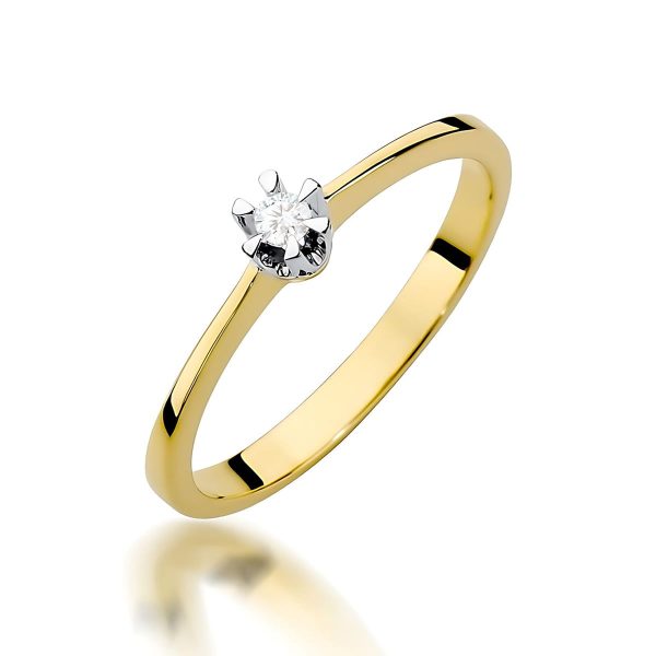 Pierścionek z diamentem 0,04 ct W0111 – żółte złoto próby 585