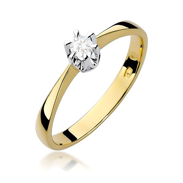 Pierścionek z diamentem 0,10 ct W0111 – żółte złoto próby 585