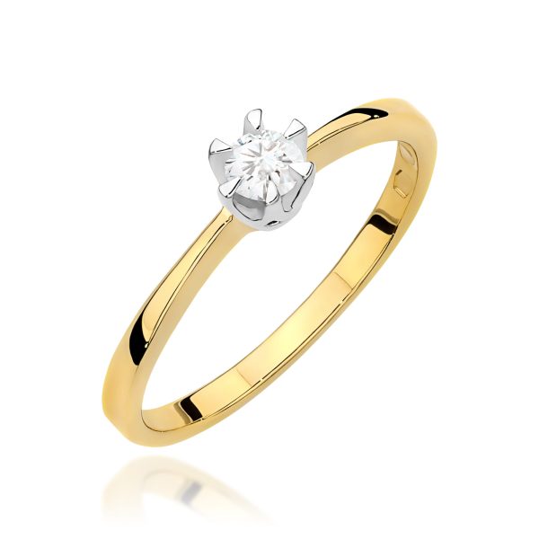 Pierścionek z diamentem 0,15 ct W0111 – żółte złoto próby 585