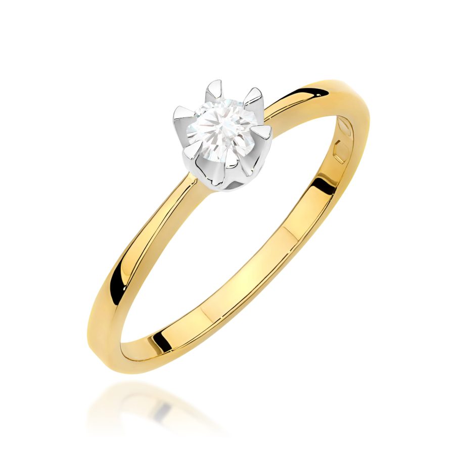 Ring in yellow gold with a diamond 0,20 ct