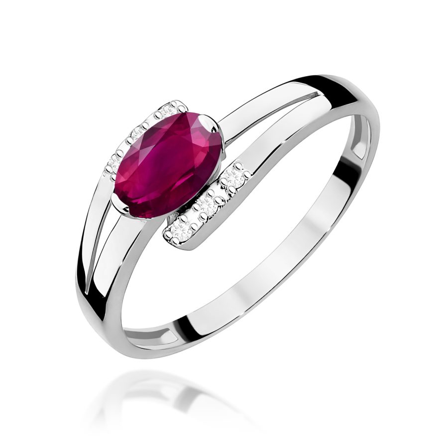 Pierścionek z rodolitem 0,50 ct w białym złocie · W119