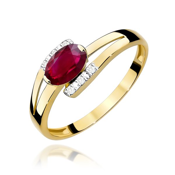 Pierścionek z rubinem 0,60 ct W0119 – żółte złoto próby 585