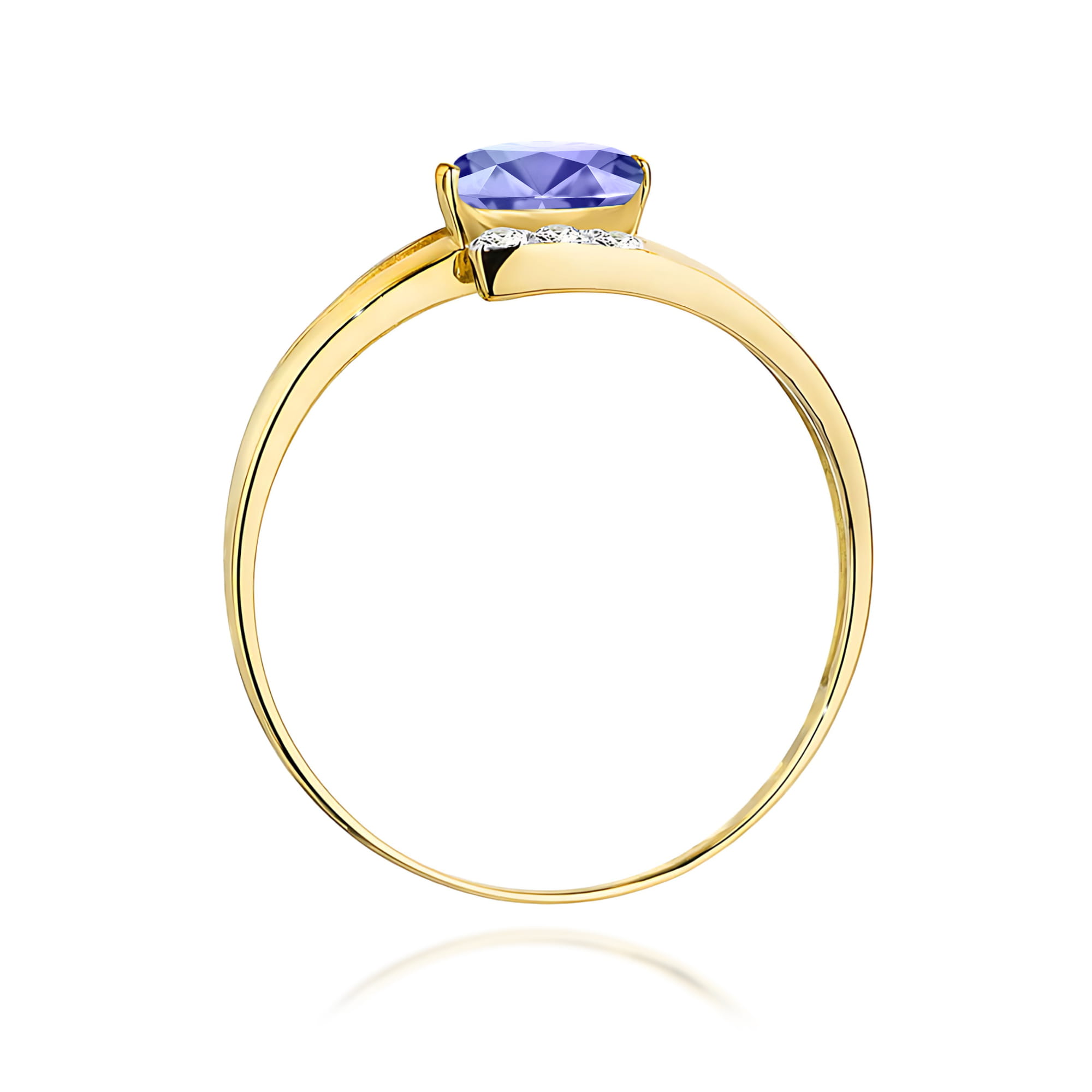 Ring with tanzanite and diamonds in yellow gold – product image 4