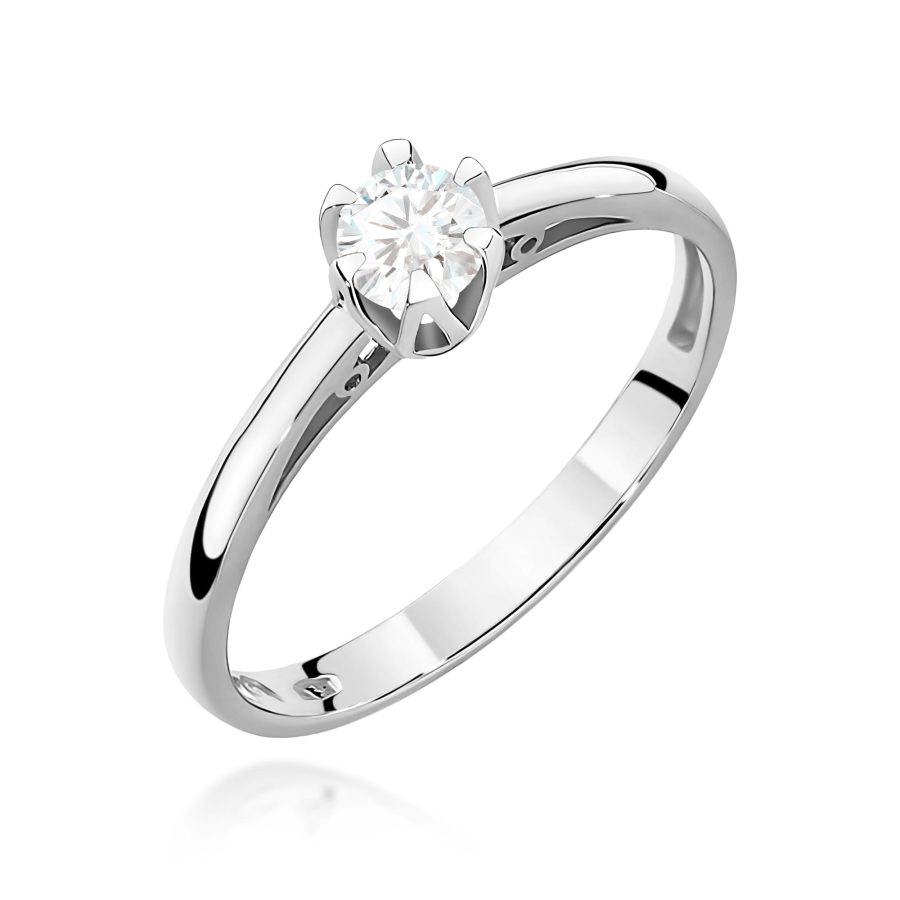 Pierścionek z diamentem 0,15 ct w białym złocie próby 585 · W133