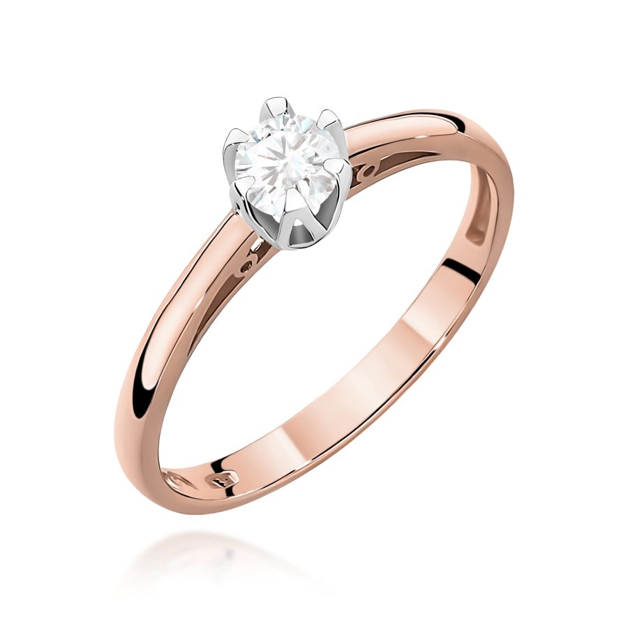 Pierścionek z okrągłym diamentem 0,15 ct · W133