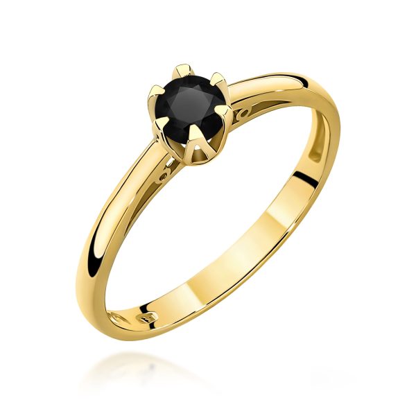Pierścionek z czarnym diamentem 0,20 ct W0133 – żółte złoto próby 585