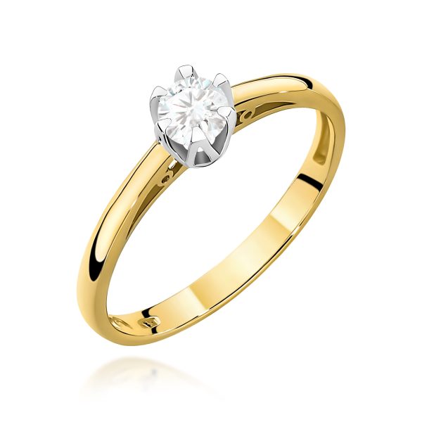 Pierścionek z diamentem 0,15 ct W0133 – żółte złoto próby 585