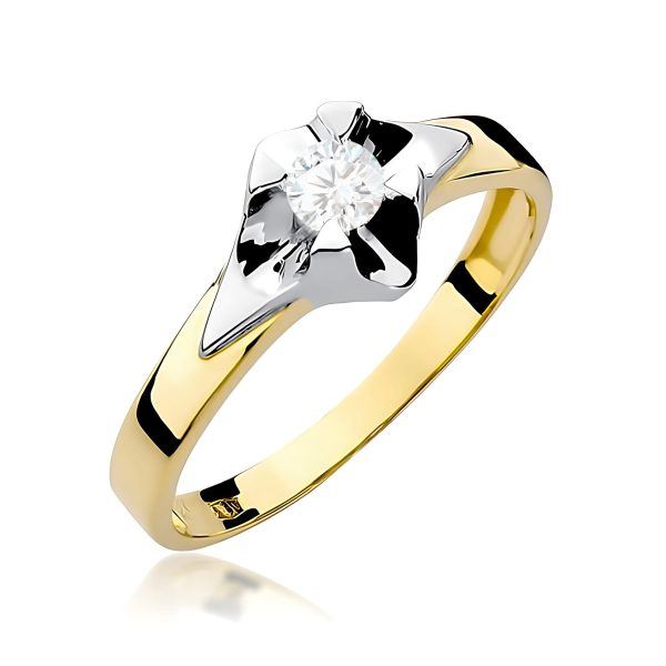 Pierścionek z diamentem 0,20 ct W0155 – żółte złoto próby 585
