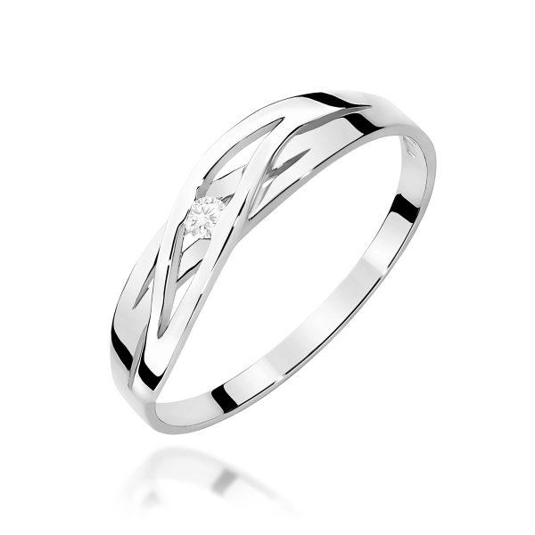 Pierścionek z diamentem 0,05 ct W0156 – białe złoto próby 585