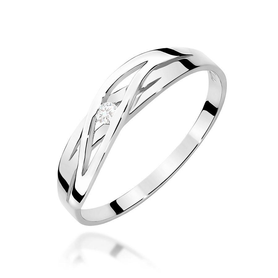 Pierścionek z brylantem 0,05 ct w białym złocie 585 · W156